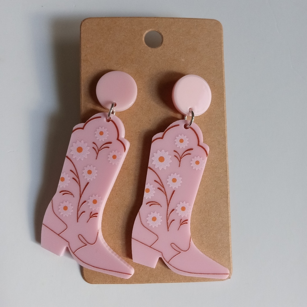 Fashion Jewelry Cowboy Boots Dangle Earrings